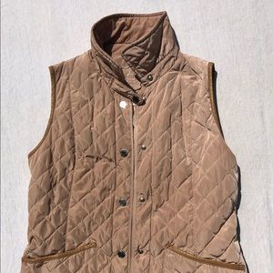 Massimo Dutti Vintage Pleated Tan Horseback Vest